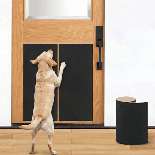 Dog Nail Scratch Board Sandpaper | Self-Adhesive Door Protector from Dog Scratching | Durable Scratch Pad Strips for Dogs | Alternative to Nail Trimmers & Grinders (10in x 10ft) (Black)