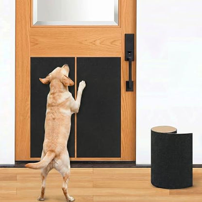 Dog Nail Scratch Board Sandpaper | Self-Adhesive Door Protector from Dog Scratching | Durable Scratch Pad Strips for Dogs | Alternative to Nail Trimmers & Grinders (10in x 10ft) (Black)