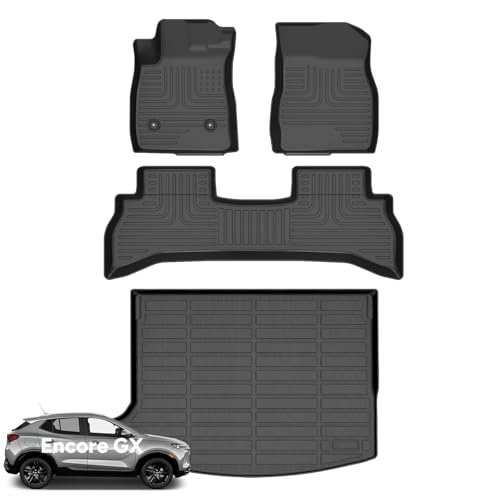 Wayhigh® Floor Mats & Cargo Liner for 2020-2026 Buick Encore GX FWD (Only Fit Cargo in Upper Deck Position), All Weather TPE Waterproof Heavy Duty, Floor Mats Custom Fit for Encore GX Accessories - style: 4) For Buick Encore GX FWD / 2020-2026 / Mats Set