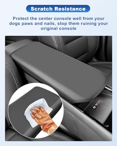 CDEFG for 2024 2025 2026 Chevy Blazer EV Center Console Cover for 2024 2025 2026 Chevrolet Blazer EV LT/RS Accessories Armrest Cover Blazer EV Middle Console Pad Arm Rest Cushion (Black Leather) - color: Black Leather