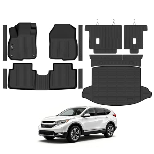 Floor Mats for Honda CRV 2017-2022, Trunk Mat and Backrest Mat & Door Sill Guard All Weather TPE Protector for Honda CRV Accessories - size: 11)CRV|2017-2022