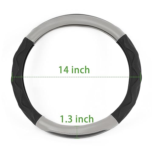 10L0L Golf Cart Steering Wheel Cover for Yamaha, Club Car DS & Precedent 1981-up, 14 Inch Black Gray - color: Black Gray