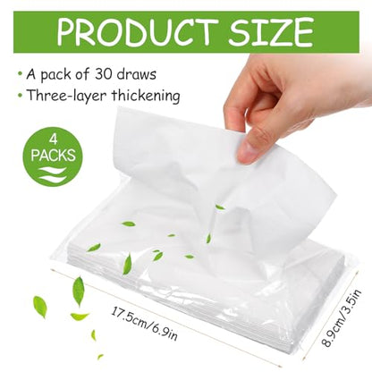 Mudder 4 Packs Car Tissue Refills, Car Napkin Holder Refill Facial Auto Visor Travel Tissues 3-ply 30 Sheets/Pack, Smooth and Soft