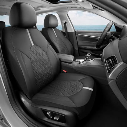 Coverado Car Seat Cover Protector Front Seats - color: Black-White(Lether), size: Front