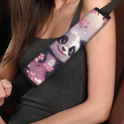 Dreaweet Seat Belt Cover Pad Cherry Blossoms Panda Car Accessories Seatbelt Covers for Women Girly 2 Pcs Seatbelt Cushion Soft Shoulder Strap Pad - color: Cherry Blossoms Panda