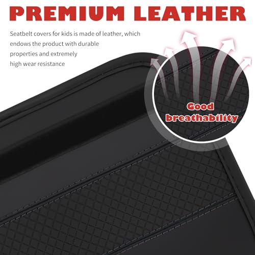 2PCS Leather Car Seat Belt Cover Pad,Stylish Seatbelt Covers with Diamond-Patterned Designs,Comfortable & Breathable Car Seat Strap Pads for Neck & Shoulder Pain Relief (Black/2PCS) - color: Black/2PCS