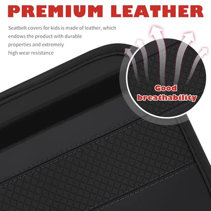 2PCS Leather Car Seat Belt Cover Pad,Stylish Seatbelt Covers with Diamond-Patterned Designs,Comfortable & Breathable Car Seat Strap Pads for Neck & Shoulder Pain Relief (Black/2PCS) - color: Black/2PCS