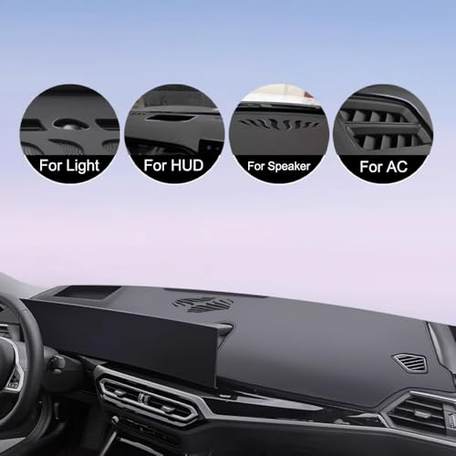 Fit for Civic Leather Dash Cover for 2022-2025 2026 Honda Civic Dashboard Cover Mat for Civic Accessories Non-Slip Protector (Black Stitching)