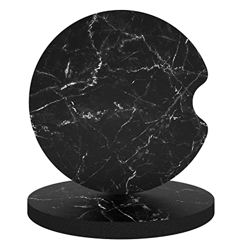 Aiawoxc Car Cup Holder Coasters, 2 Pack Universal Auto Anti Slip Insert Coaster with A Finger Notch, Cute Car Assecories for Women Men, Cup Mat for Most Interior, Black Marble - color: Black Marble, size: Rubber