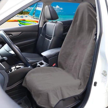 Car Seat Covers - Front Seats Sweat - Absorbent & Waterproof Towel Material, Ideal for Gym, Running, Swimming, Beach & Hiking - Fits Cars, SUVs, Trucks (Classic Gray, 1 Piece)