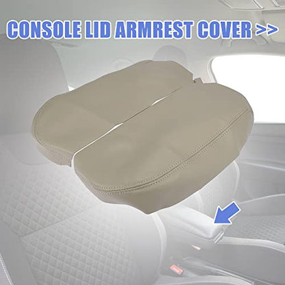 X AUTOHAUX Pair Car Center Console Lid Armrest Seat Box Cover Protector Replacement Microfiber Leather for Acura MDX 2007-2013 Beige