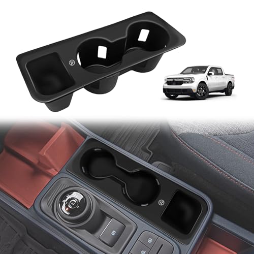Muslogy Center Console Cup Holder Inserts Compatible with 2022-2026 Ford Maverick Accessories Middle Console Drink Holder Silicone Black Organizer Non-Slip Drink Stopper - size: 2022-2025 Ford Maverick