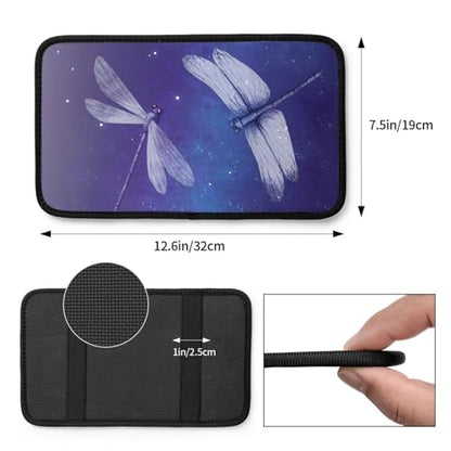 Universal Car Center Console Cushion Pad, Dragonfly Blue Night Sky Soft Waterproof Car Center Console Cover Auto Armrest Seat Box Cover Protector for Most Vehicle SUV Truck Car - color: Dragonfly Blue Night Sky