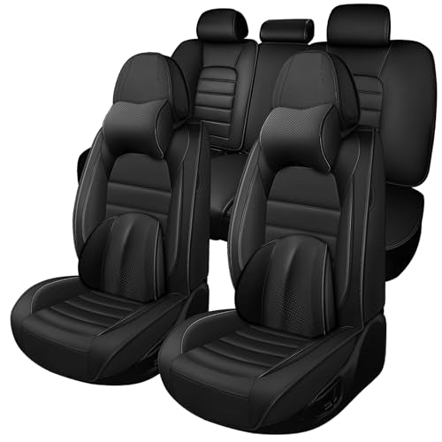 Full Set for Volkswagen Taos Seat Covers 2022-2026,Waterproof Nappa Leather Car Seat Protector, Anti-Slip & Comfortable Car seat Cover (Luxury 5 Seats Black) - color: Black, size: Luxury 5 Seats