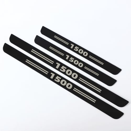 Stainless Steel Door Sill Scuff Plate for 2019-2026 RAM 1500 4 Door 4Pcs (Black, Outer) - color: Black, size: outer