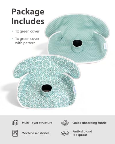 2 Pack Waterproof Baby Piddle Pads Carseat Potty Training Car Seat Protector, Waterproof Infant Car Seat Liner Cover to Prevent Pee, Leakproof and Washable (Green Flower) - color: Green Flower