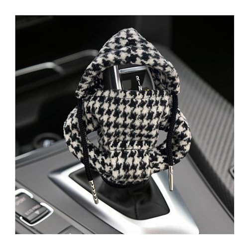 Ohleats Car Gear Shift Hoodie, Mini Funny Fashionable Automotive Gear Shifter Cover, Winter Warm Car Shift Knob Sweater Protector, Universal Interior Car Accessories for Decoration (Houndstooth) - color: Houndstooth