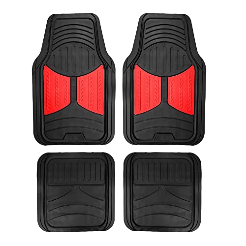 FH Group Full Set Trimmable Rubber Floor Mats, Monster Eyes (Red) - Universal Fit for Cars Trucks and SUVs - color: Red, size: Universal, style: Floor Mat Set