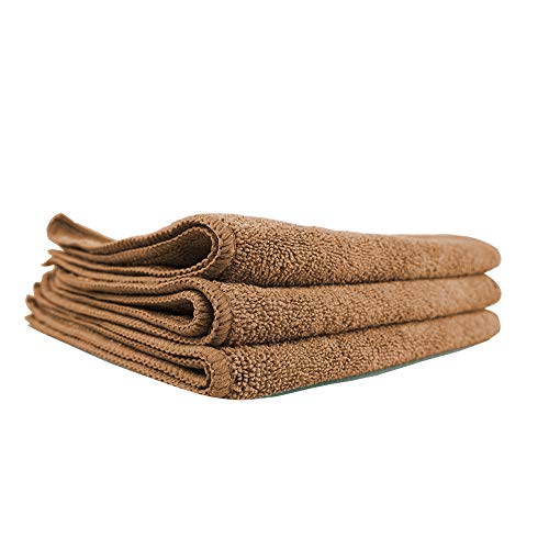 Chemical Guys MIC34403 Workhorse Professional Microfiber Towel, Tan (Safe for Car Wash, Home Cleaning & Pet Drying Cloths) 16" x 16", Pack of 3 - color: Tan, size: 16" x 16"