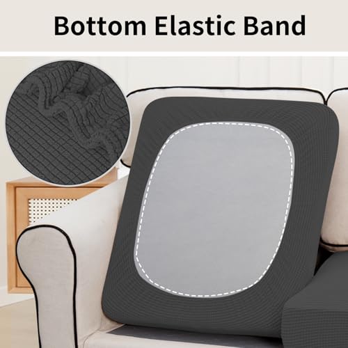 Easy-Going Stretch Individual Couch Cushion Cover Sofa Seat Furniture Protector Sofa slipcover Soft Flexibility with Elastic Bottom(2 Piece Cushion Sofa, Dark Gray) - color: Dark Gray, size: 2 Cushion Sofa