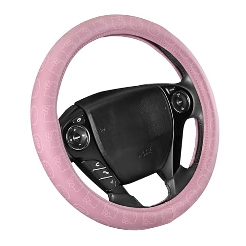 Sanrio Hello Kitty Pink Car Steering Wheel Cover, Universal Fit Cute Car Accessories for Women Stylish Decor Gifts Hello Kitty Accessories - Fits Standard Wheels 14.5"-15" - style: Hello Kitty Pink