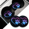 2PCS Car Cup Holder Coasters, 2.73 Inch Absorbent Anti-Slip Shockproof Cup Holder Insert, Dog Paw Heart Print Car Drink Mat, Universal Car Interior Accessories for Vehicles, Trucks, RVs (Blue/Pink)