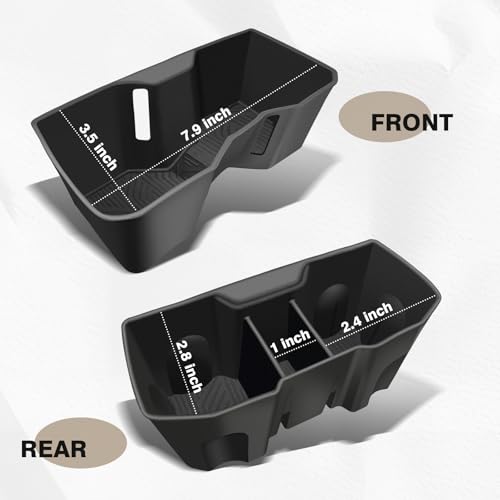 Muslogy Center Console Front&Rear Cup Holder Inserts Compatible with 2024 2025 2026 Toyota Tacoma Accessories Middle Console and Rear Armrest CupHolder Silicone Rubber Organizer 2PCS Set - size: 2024-2025 Tacoma Front&Rear