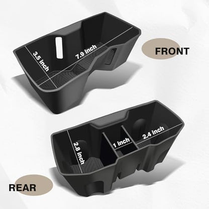 Muslogy Center Console Front&Rear Cup Holder Inserts Compatible with 2024 2025 2026 Toyota Tacoma Accessories Middle Console and Rear Armrest CupHolder Silicone Rubber Organizer 2PCS Set - size: 2024-2025 Tacoma Front&Rear