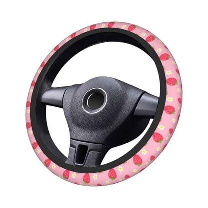 Strawberry Steering Wheel Cover Universal 14.5-15 Inch Car Wheel Protector Anti-Slip Car Steering Wheel Accessories for Women Girls - color: Strawberry