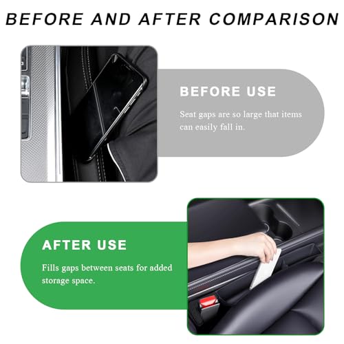 2 PCS Car Seat Gap Filler Organizer, Multifunctional Auto Side Seat Gap Filler Phone Holder, Universal Vehicle Storage Box Fill Gap Space Between Seats and Console (Dark Brown) - color: Dark Brown