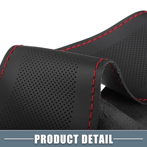 Car Hand Sewn DIY Steering Wheel Cover Breathable Comfortable 32-35cm Stitch on Wrap Cover Microfiber Leather Black Stitches Red - color: Red Stitches