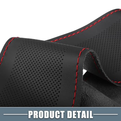 Car Hand Sewn DIY Steering Wheel Cover Breathable Comfortable 32-35cm Stitch on Wrap Cover Microfiber Leather Black Stitches Red - color: Red Stitches