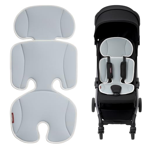 Momcozy Stroller Cooling Pad | Detachable 2-Piece Cooling Cushion | Universal Soft Cooler Pad, Breathable & Adjustable Car Seat Liner | Fits Strollers, Car Seat, Swing, High Chair, Bassinet - color: Blue Gray