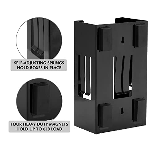 Magnetic Glove/Tissue Dispenser Holder Set, Black Glove Dispenser Wall Mount, Mount onto Tool Box or in Workshops