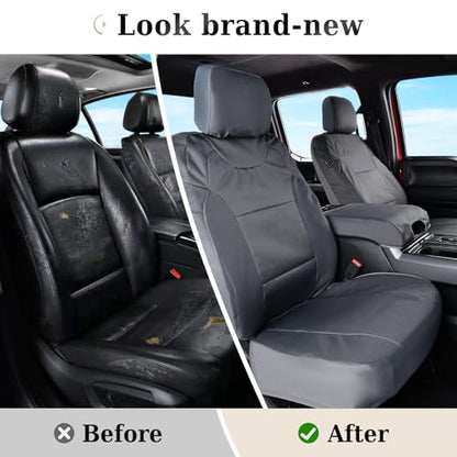 Coverado Front Seat Covers, Waterproof Oxford Seat Protector for Car Seat Cushions for Kids & Dogs, Compatible with 2015-2026 Ford F150 & 2017-2026 Ford F250 F350 F450 (Gray, 2PCS),