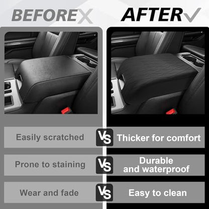 Center Console Armrest Cover Fit for Ford F150 2015-2020&F250 F350 F450 2017-2022&Expedition 2018-2024 Accessories, Armrest Pad Console Lid Cushion Vegan Leather Regular Thick (Bucket Seat,V2) - size: 4) 17-22 |F250/F350/F450| Bucket Seat, V2