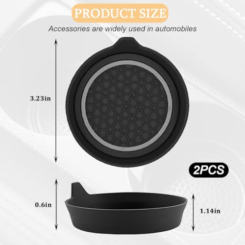 2PCS Car Cup Holder Coaster, Silicone Non-Slip Vehicle Cup Recessed Mats, Waterproof ＆ Sift-Proof Automotive Interior Insulation Drink Insert Pads, Universal Fit (Gray/Black) - color: Gray/Black