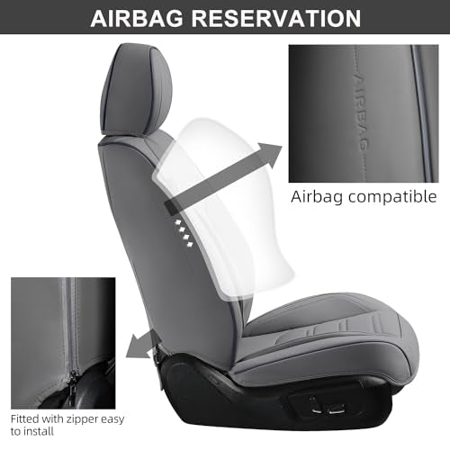 TIEHESYT Car Seat Covers Full Set, Breathable Leather Automotive Front and Rear Seat Covers, Car Seat Protectors Full Set, Compatible with Most Vehicles, SUV (Graceful Gray, Front Pair) - color: Graceful Gray, size: Front Pair Headrestless