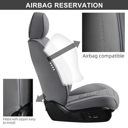 TIEHESYT Car Seat Covers Full Set, Breathable Leather Automotive Front and Rear Seat Covers, Car Seat Protectors Full Set, Compatible with Most Vehicles, SUV (Graceful Gray, Front Pair) - color: Graceful Gray, size: Front Pair Headrestless