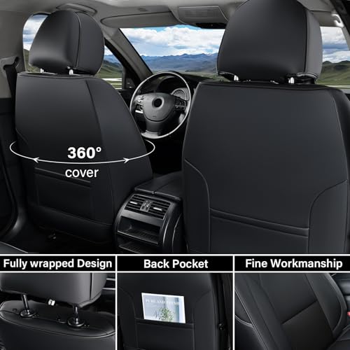 Coverado Front Seat Covers for Ford F150, Leather Auto Seat Cover Fit 2015-2026 F150, 2017-2026 F250 F350 F450 (Black)