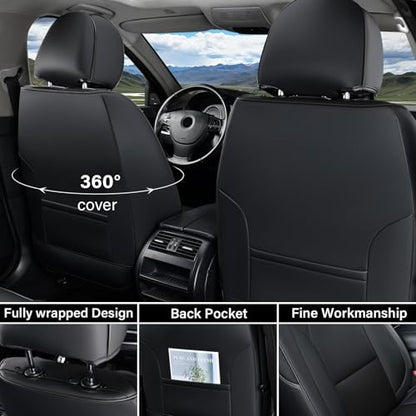 Coverado Front Seat Covers for Ford F150, Leather Auto Seat Cover Fit 2015-2026 F150, 2017-2026 F250 F350 F450 (Black)