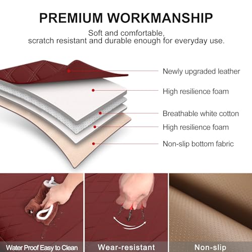 2 Pack Leather Front Car Seat Cover Bottom Car Seat, Anti-Slip and Full Wrap Driver Car Seat Protectors with Storage Pocket, Luxury Waterproof Bottom Auto Seat Cushion Pad Mat for Most Vehicles(Red) - color: red-2pcs