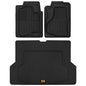 CAT® Large Heavy Duty Rubber Floor Mat & Cargo Trunk Liner for Car, SUV, Van, Sedan, Truck – Trim-to-Fit, All-Weather Deep Dish Ridges for Dirt Protection, Front and Rear Mats Black - style: DuraShield Cargo Combo