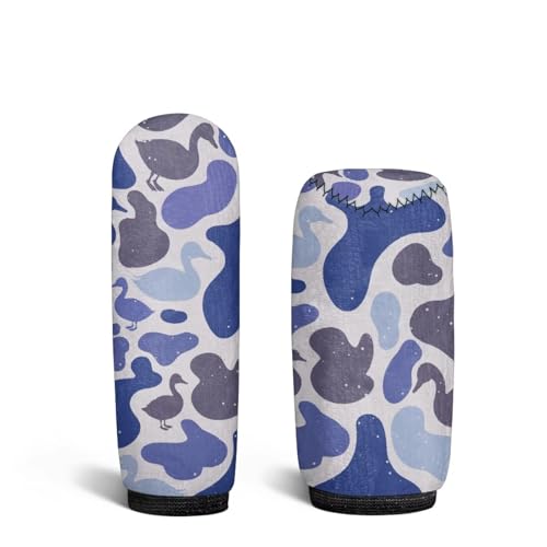 KEIAHUAN Car Gear Shift and Handbrake Cover Duck Camo Hunting Anti-Scratch Shift Gear Knob Covers Universal Fits for Sedans,SUVs,Trucks - color: Blue Duck Camo Hunting