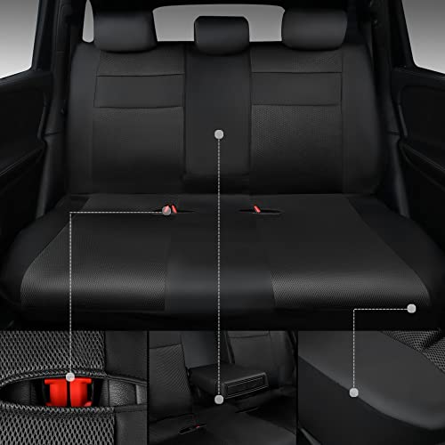 CAR PASS Breatherable Air Mesh Car Seat Covers Full Set, 3D Foam Back Support Automotive Seat Covers, All Season Car Seat Cover Fit Automotive,SUV,Sedan,Van, Airbag Compatible (Black) - color: Black Full Sets