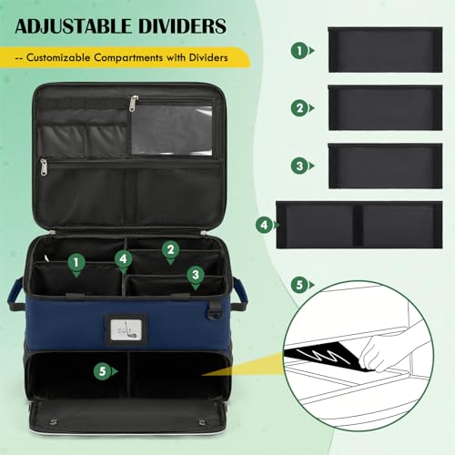 RAINSMORE Golf Trunk Organizer Golf Bag Organizers Golf Shoe Bag with Separate Ventilated Compartment for 2 Pair Shoes Golf Accessories for Balls, Gloves, Clothes - color: Blue