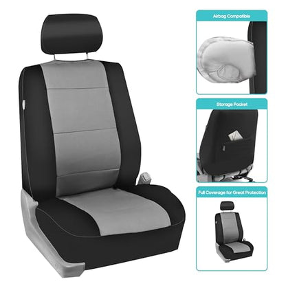 FH Group Car Seat Covers Three-Row 7 Seater Neoprene Waterproof Car Full Set Seat Covers, Airbag Ready and Split - Fit Most Car, Truck, SUV, or Van (Gray/Black) - color: Gray, style: 3 Row 7 Seater