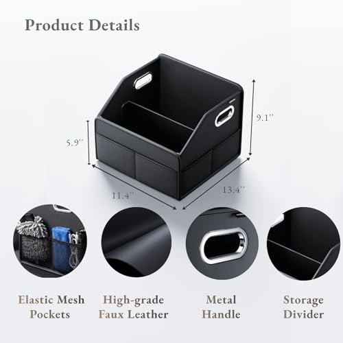 Car Seat Storage Organizer – Compact PU Leather Bin for Trunk, Front Seat, Back Seat & Car Floor