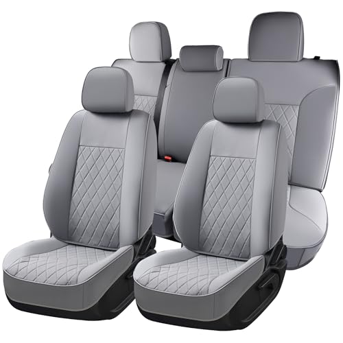 Coverado Tacoma Seat Covers Full Set, Faux Leather Car Seat Covers Custom Fit for 2005-2023 Toyota Tacoma Double & Crew Cab SR SR5 Limited TRD Sport/Pro/Off Road Toyota Tacoma Accessories (Gray) - color: Gray, size: Fullset（2016-2023）