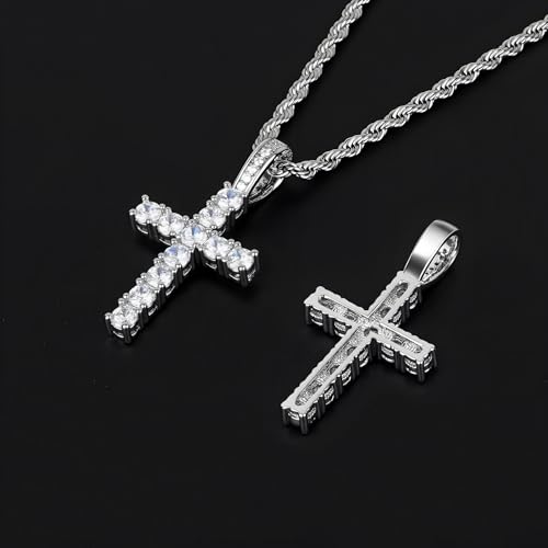 Cavalcade Rhinestone Cross Pendant for Car Rear View Mirror Decor Auto Faith Amulet Sparkly Religious Christian Medal Ornament (Silver) - color: Silver